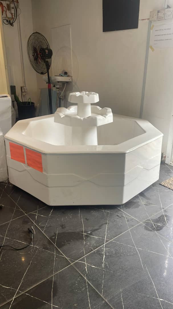 Architectural waterfall and modern fountain installation